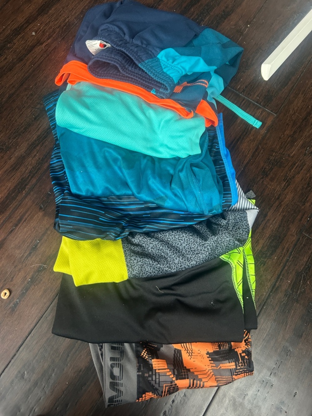 7 pairs Kids Athletic Active Shorts - Teal, Aqua, Navy & Neon Mix